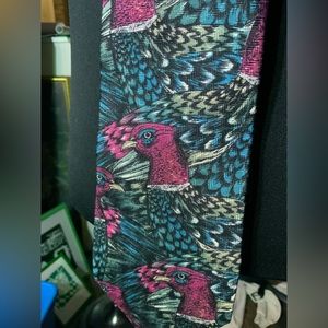 Field & Stream mens 100% silk turquoise burgundy bird pheasant necktie tie